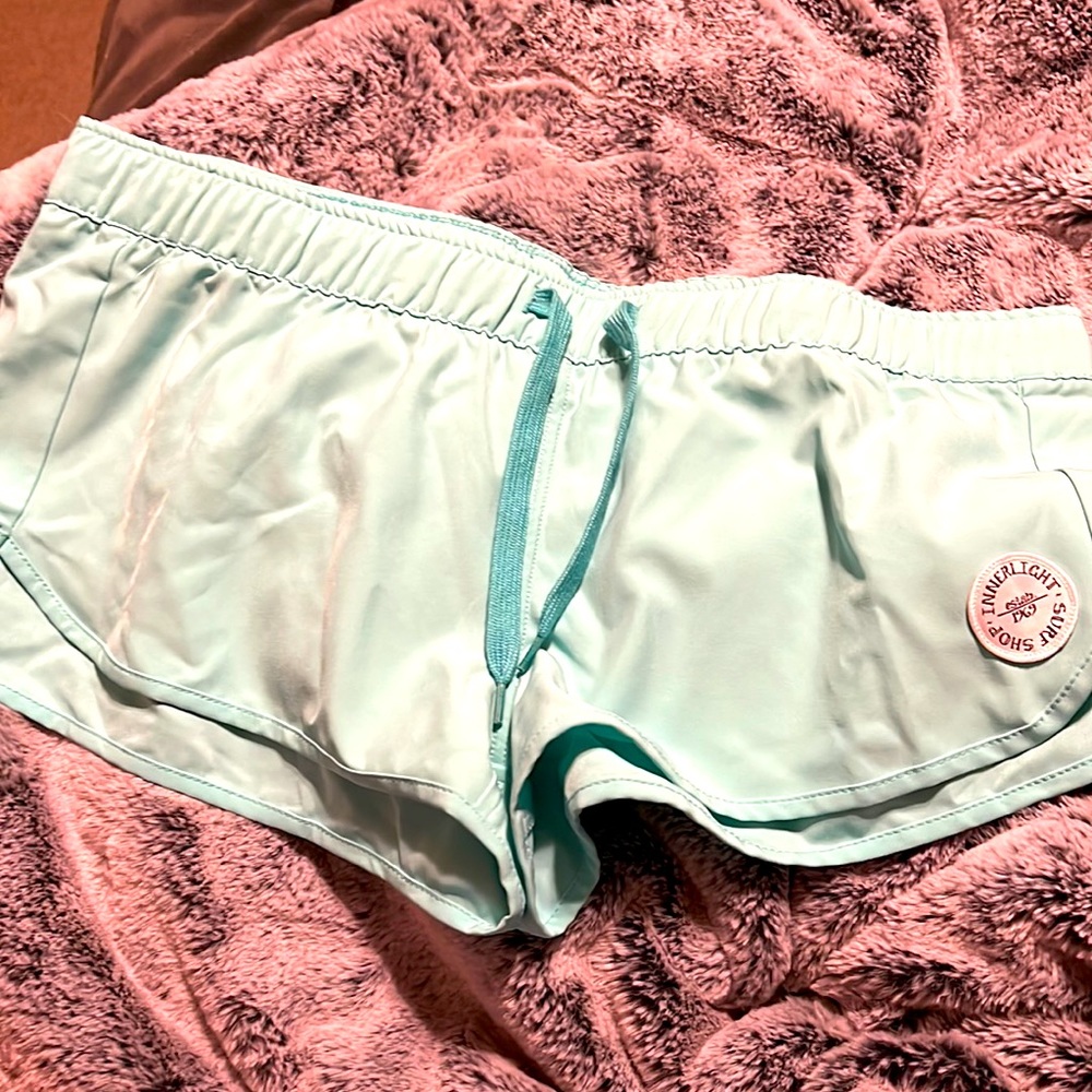 Baby blue active/swimwear cover up shorts